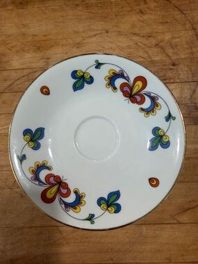 Vintage Porsgrund Norway 1965 Farmers Rose Set of Five Saucers